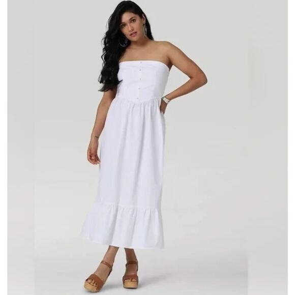 WRANGLER RETRO STRAPLESS CORSET DRESS NWT White M Cowgirl Rodeo Western Sexy - Picture 1 of 9